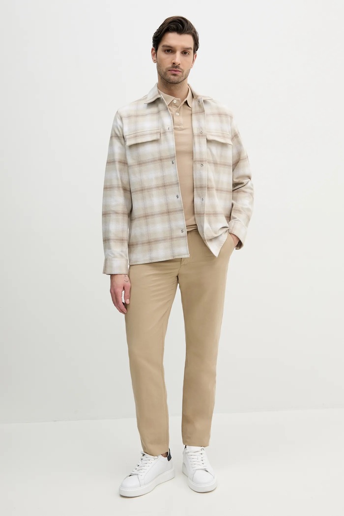 Βαμβακερό μπλουζάκι πόλο Pepe Jeans PM542099 μπεζ SS25