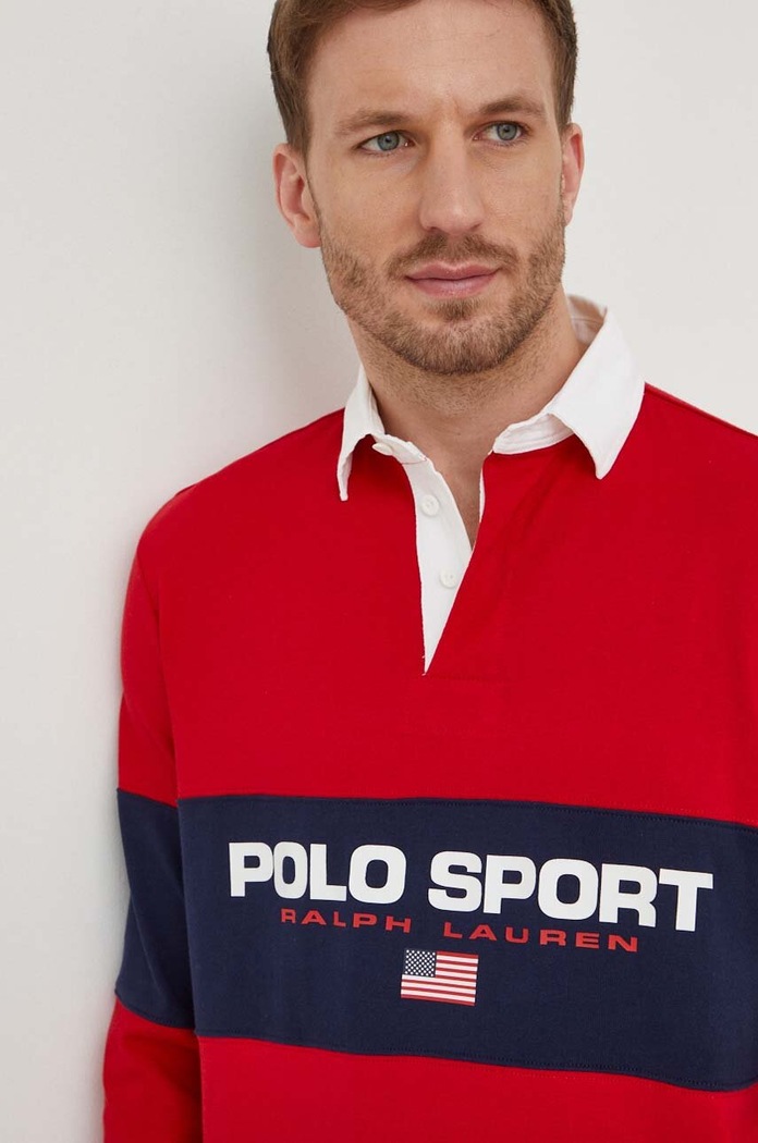 Polo Ralph Lauren longsleeve bawełniany czerwony 710938458