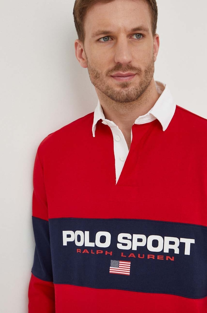 Polo Ralph Lauren longsleeve bawełniany czerwony 710938458