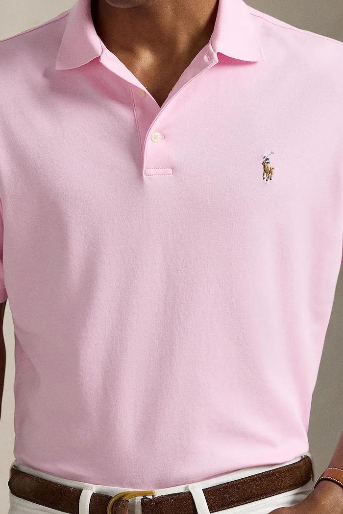 Polo Ralph Lauren polo pentru bărbați din bumbac roz 710704319