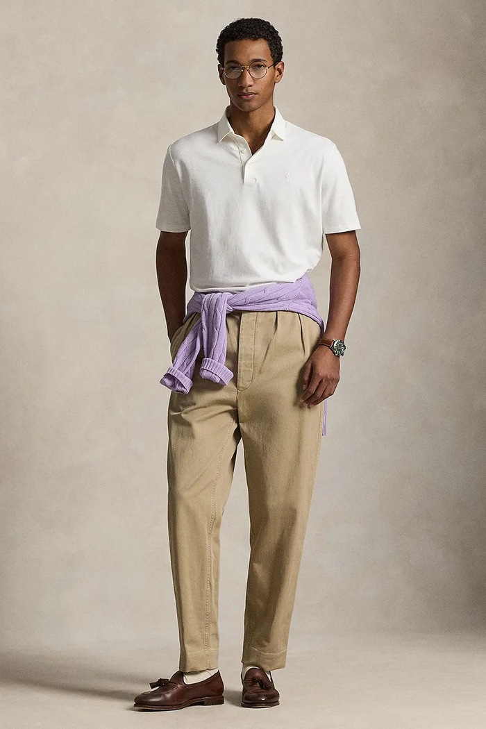 Ruházat Polo Ralph Lauren póló vászonkeverékből 710933390 fehér
