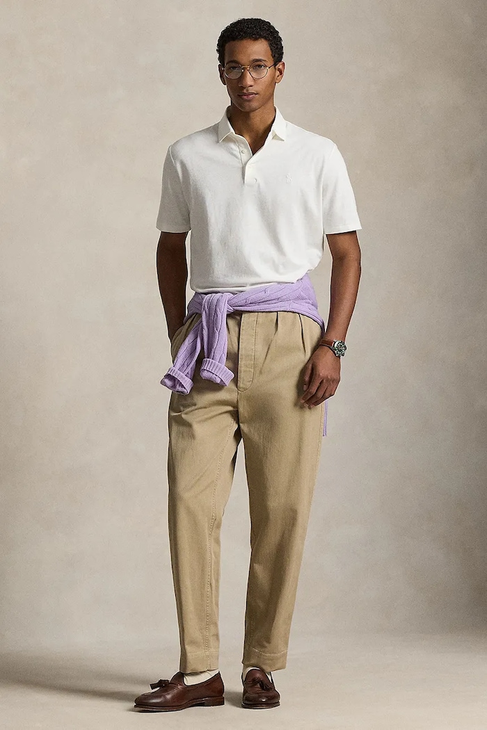 Ruházat Polo Ralph Lauren póló vászonkeverékből 710933390 fehér
