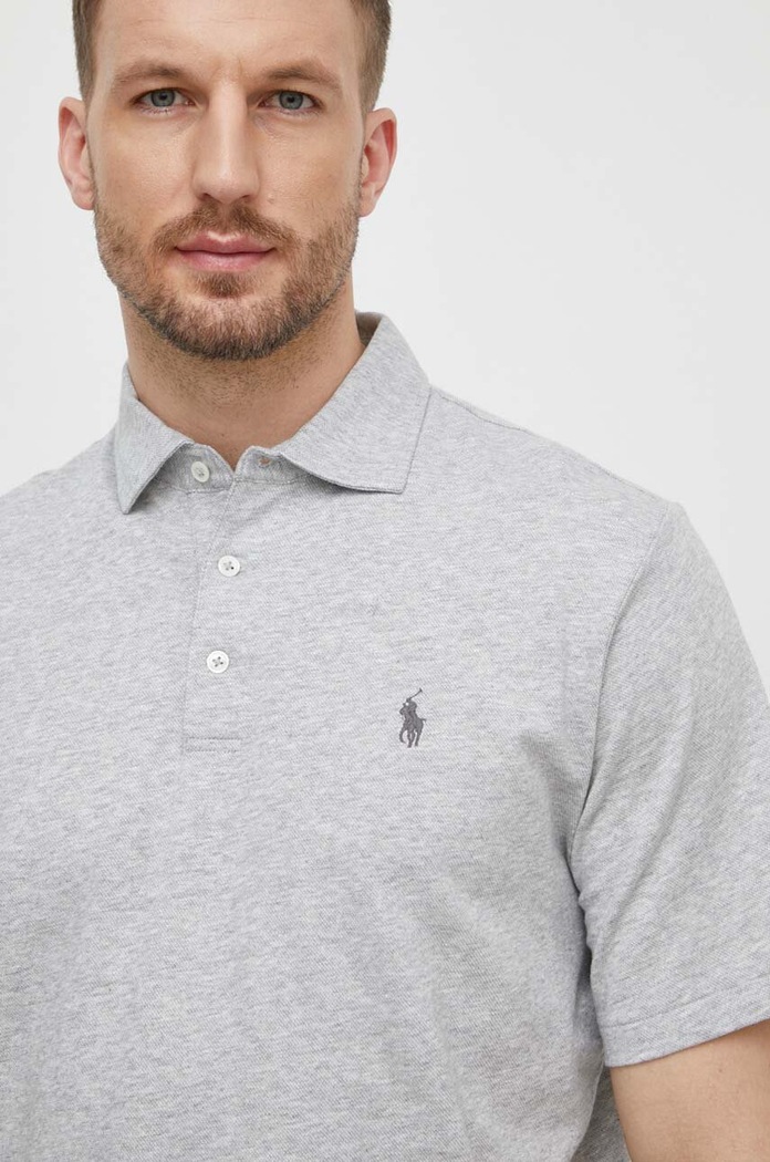 Polo Ralph Lauren póló vászonkeverékből sima szürke 710933390