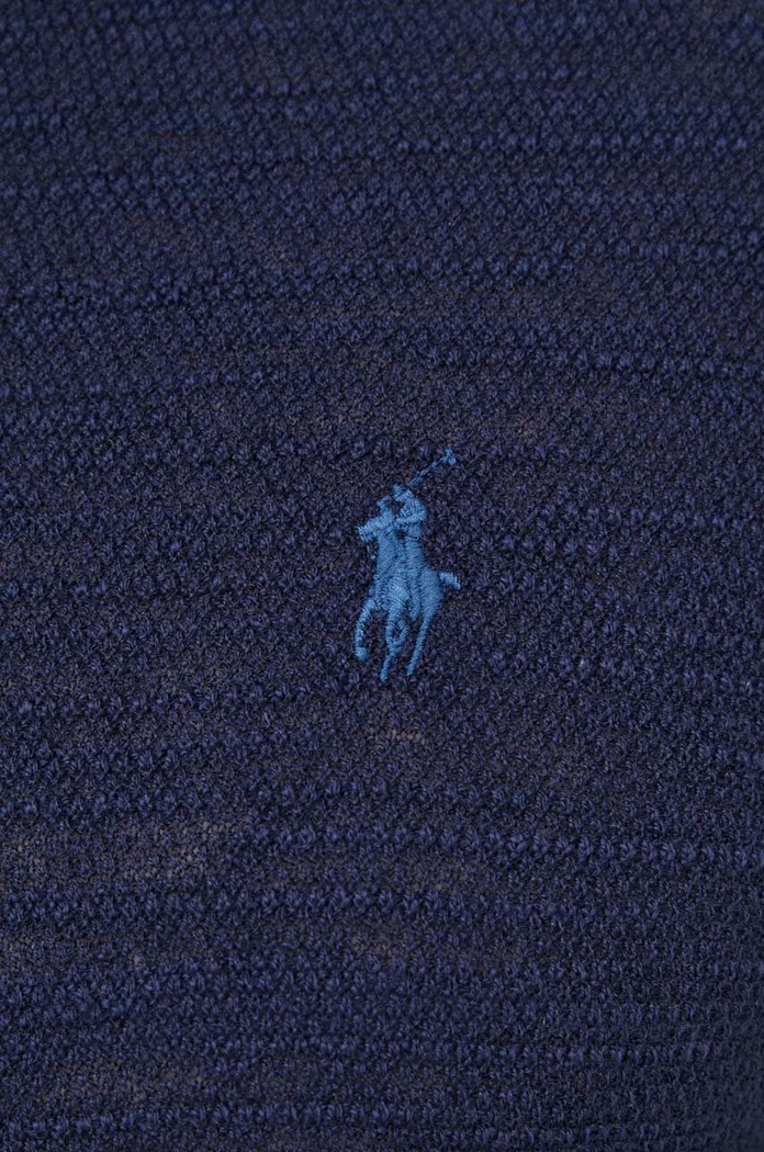 Πόλο με μείγμα με λινό Polo Ralph Lauren σκούρο μπλε 710934180