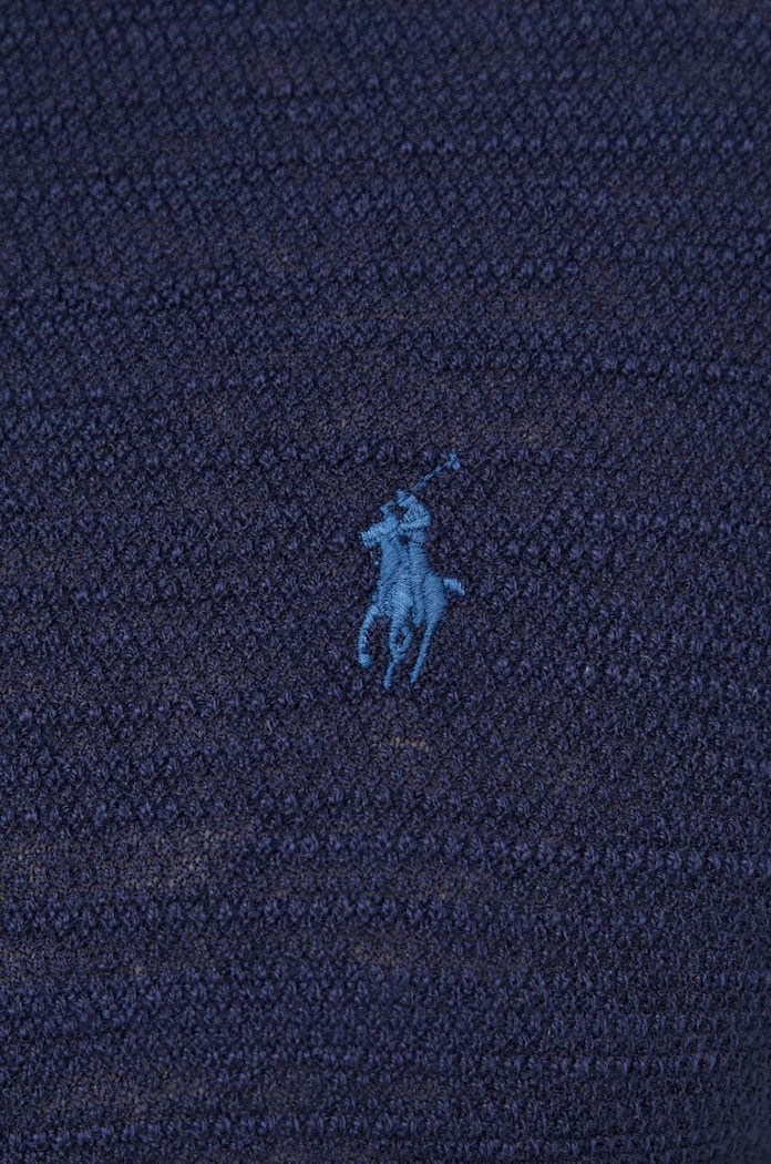 Πόλο με μείγμα με λινό Polo Ralph Lauren σκούρο μπλε 710934180