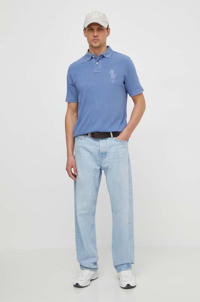Polo Ralph Lauren polo bawełniane 710936508 niebieski SS24