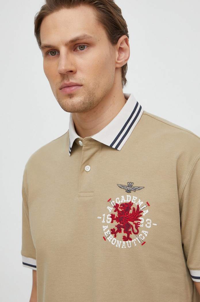 Aeronautica Militare polo bawełniane beżowy PO1751P309