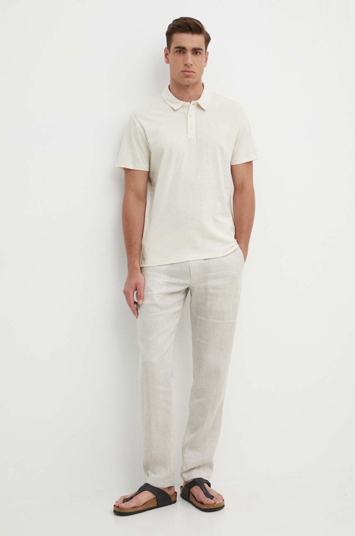 Polo tričko s prímesou ľanu Pepe Jeans HOLLY PM542146 béžová SS24