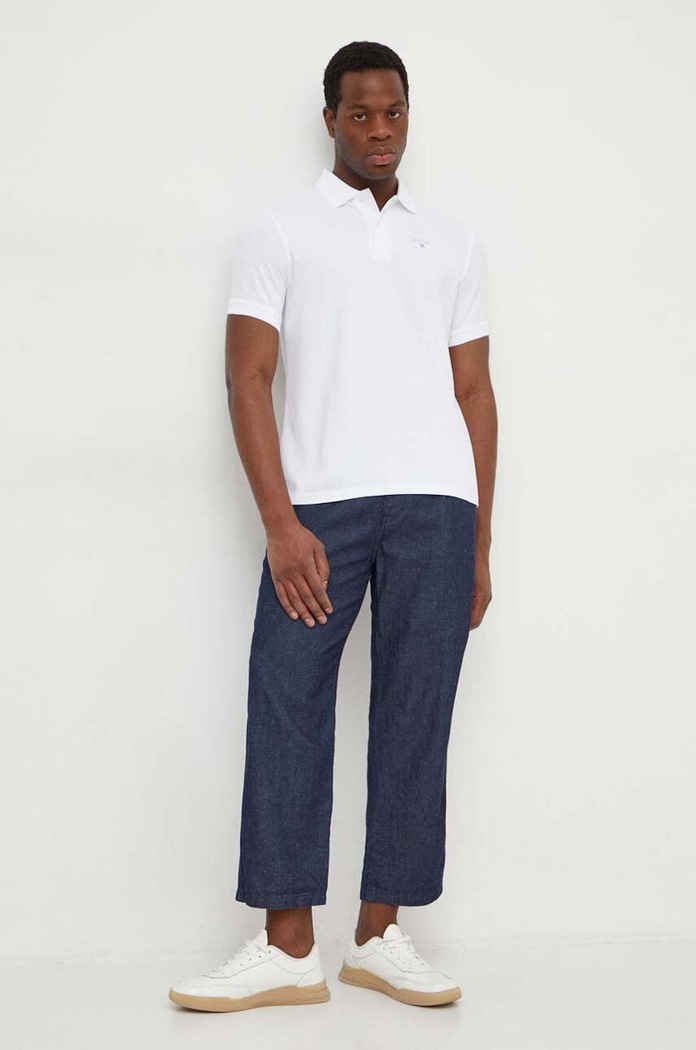 Barbour πόλο ανδρικό βαμβακερό ESSENTIALS MML0358 λευκό SS26