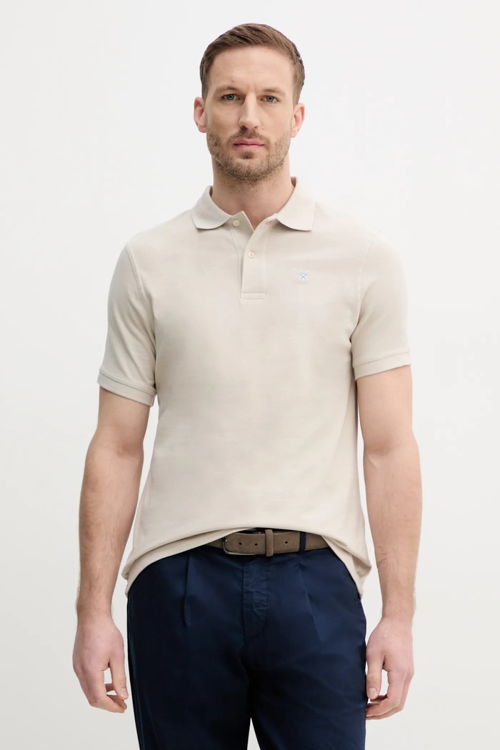 Barbour πόλο ανδρικό βαμβακερό ESSENTIALS μπεζ MML0358
