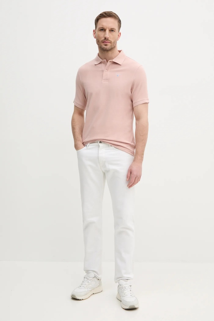 Barbour πόλο ανδρικό βαμβακερό ESSENTIALS MML0358 ροζ SS26