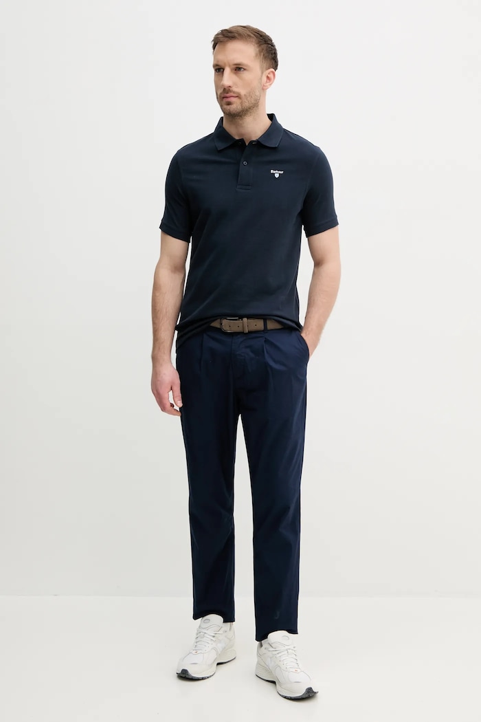 Barbour ESSENTIALS πόλο βαμβακερό ανδρικό MML0358 σκούρο μπλε SS26