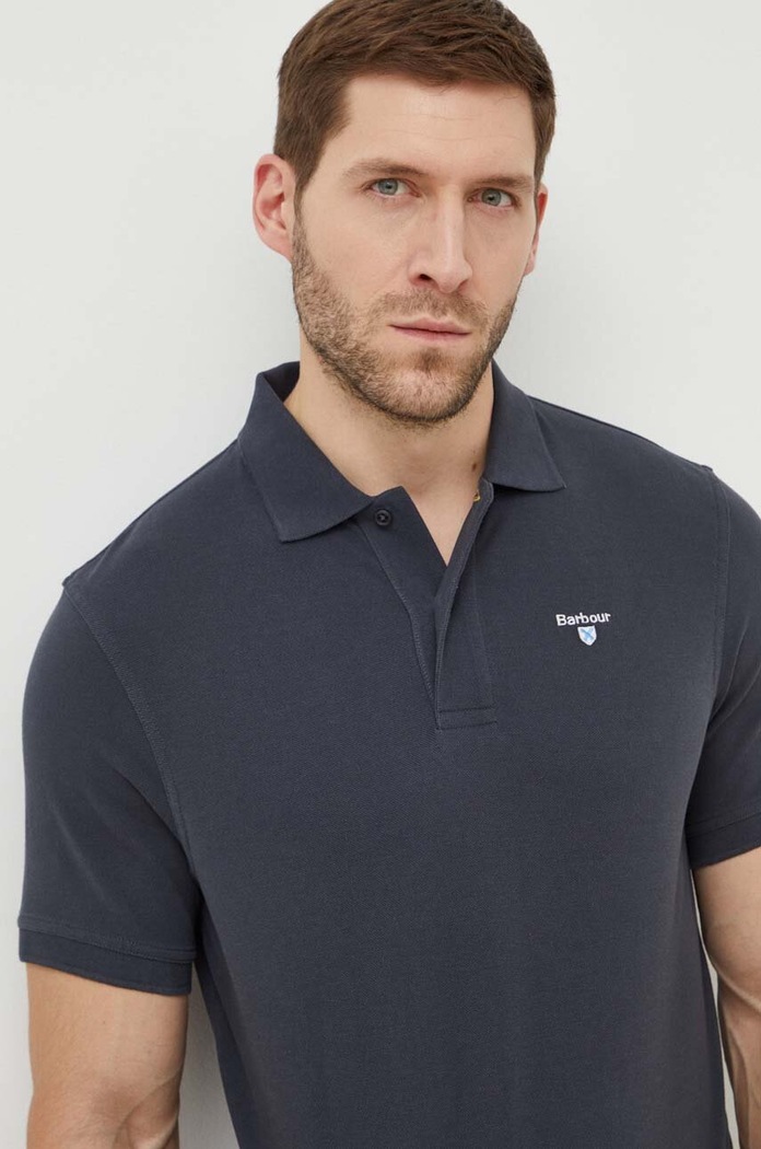 Barbour πόλο ανδρικό βαμβακερό ESSENTIALS κανονικό σκούρο μπλε MML0358