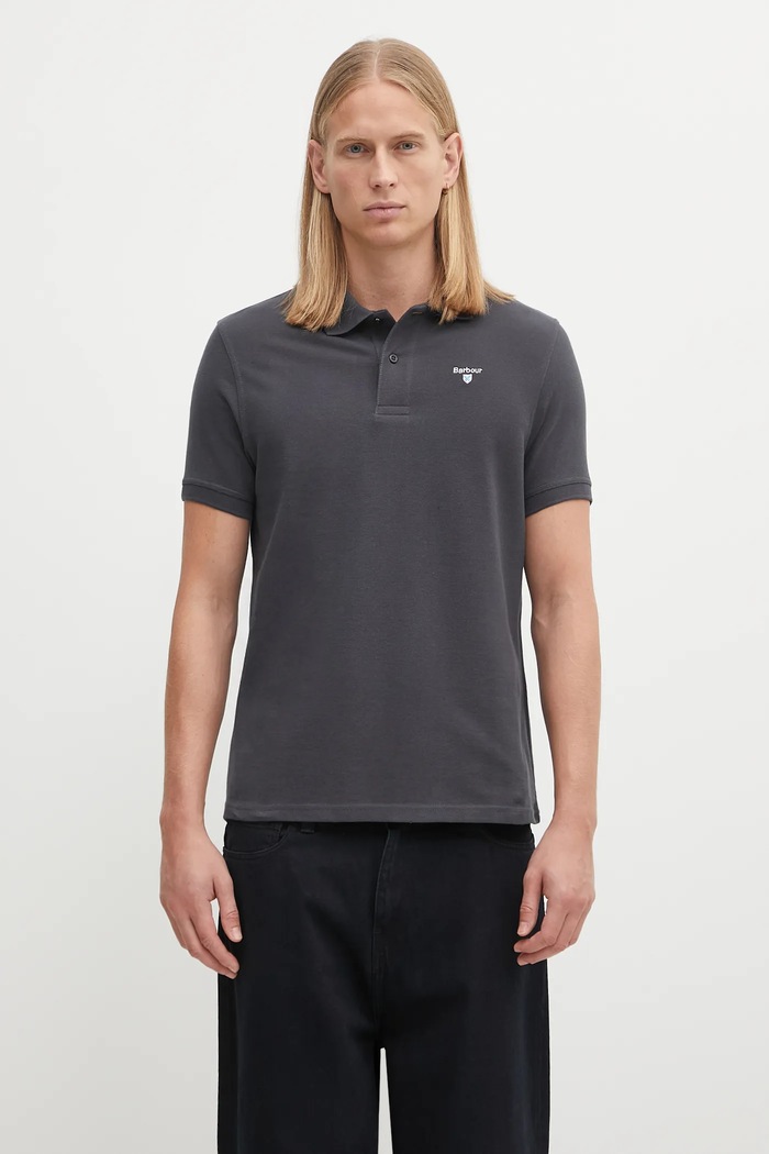 Barbour ESSENTIALS πόλο βαμβακερό ανδρικό κανονικό σκούρο μπλε MML0358
