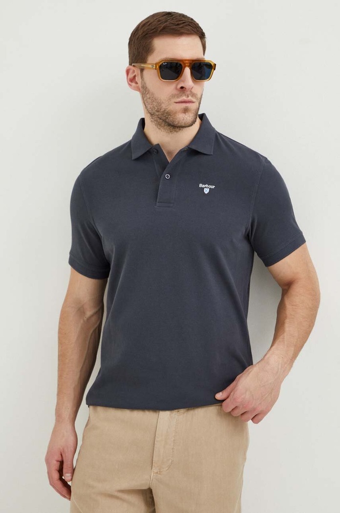 Barbour πόλο ανδρικό βαμβακερό ESSENTIALS σκούρο μπλε MML0358