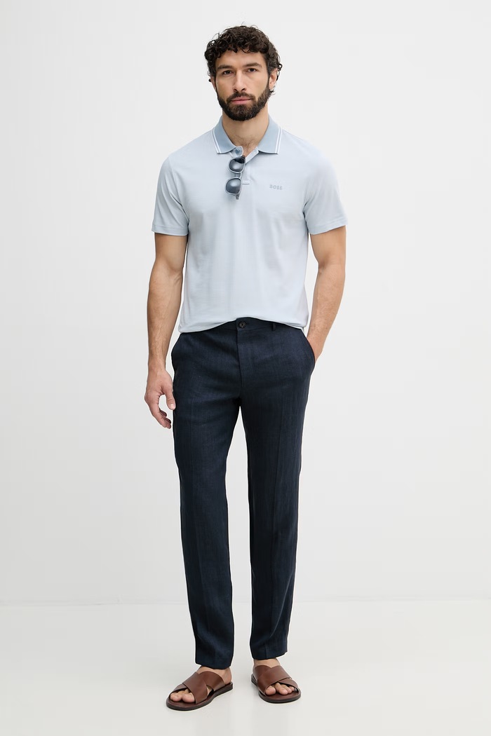 BOSS Orange polo tričko pánske bavlnené PeoxfordNew 50507814 modrá SS26