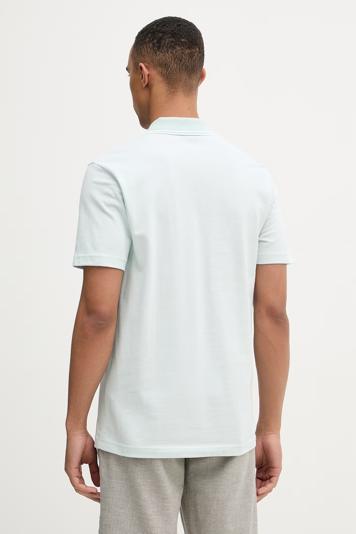Odzież BOSS Orange polo męskie bawełniane PeoxfordNew 50507814 turkusowy