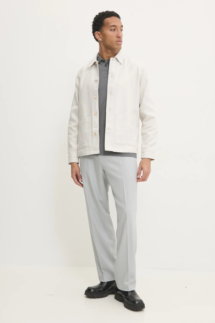 HUGO polo in cotone 50493206 grigio SS25