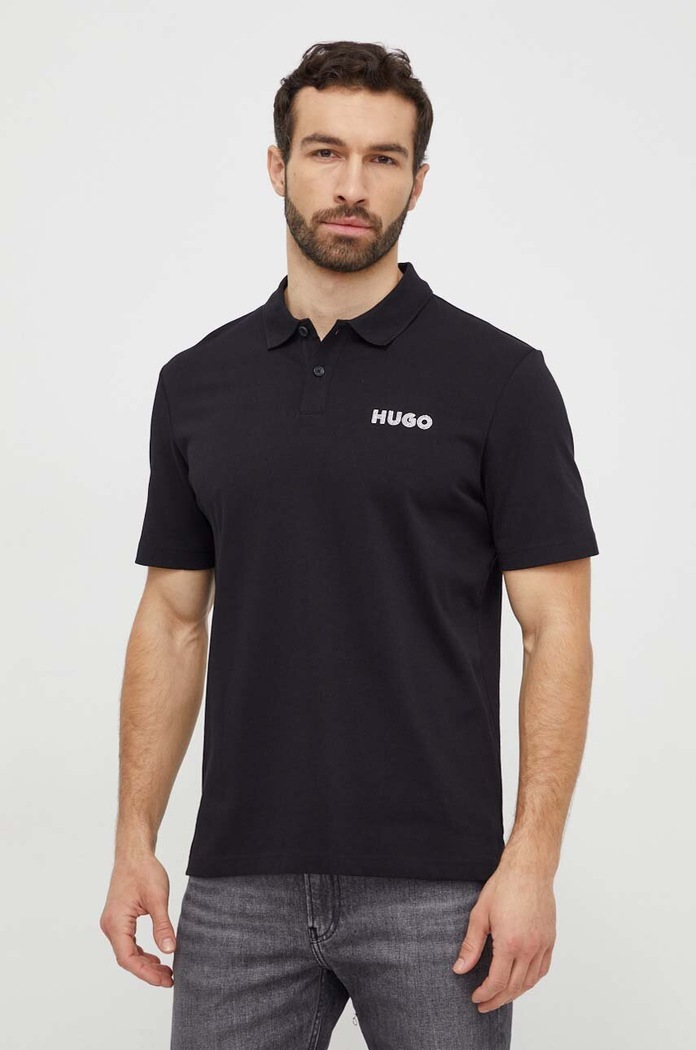 HUGO polo bawełniane regular czarny 50509960