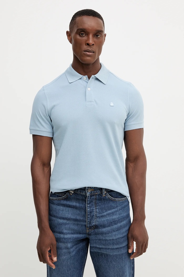 United Colors of Benetton polo de bumbac regular albastru 3089J3179