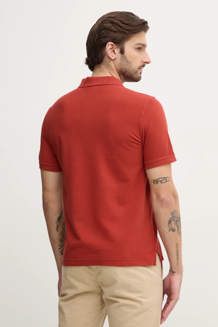 Дрехи Памучна тениска с яка United Colors of Benetton 3089J3179 оранжев