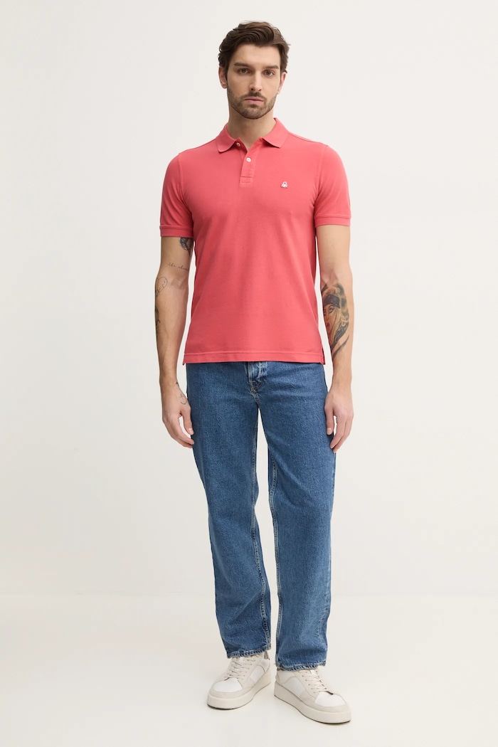 Pamučna polo majica United Colors of Benetton 3089J3179 roza AA00