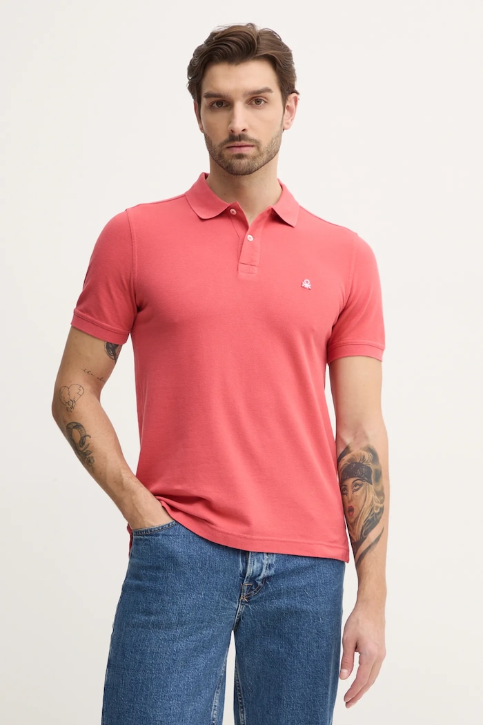 Pamučna polo majica United Colors of Benetton roza 3089J3179