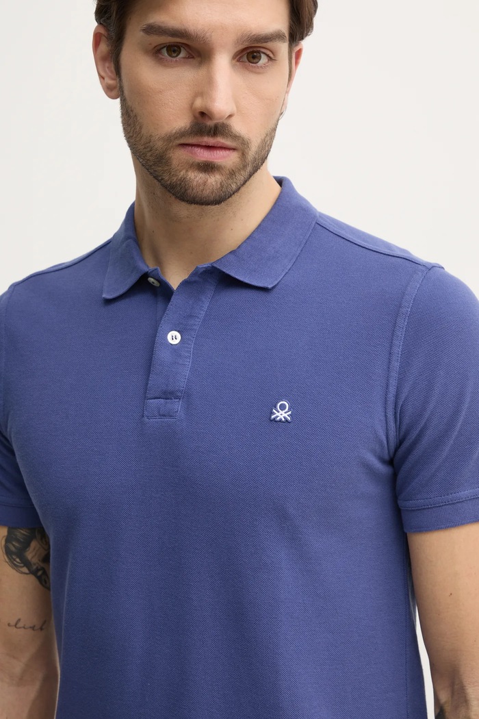 Bavlnené polo tričko United Colors of Benetton tmavomodrá 3089J3179