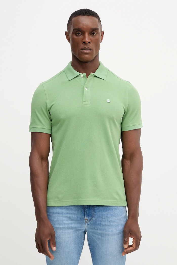 United Colors of Benetton polo de bumbac regular verde 3089J3179