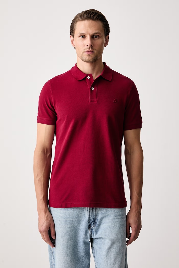 United Colors of Benetton Polo majica moška bombažna bordo 3089J3179