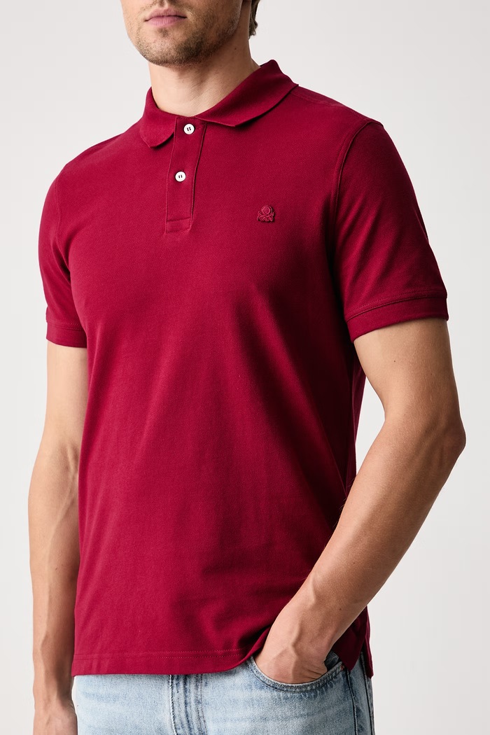 Oblačila United Colors of Benetton Polo majica moška bombažna 3089J3179 bordo