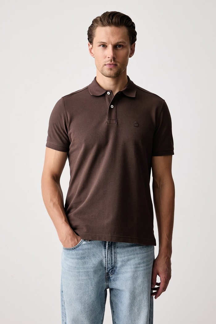 United Colors of Benetton Polo męskie bawełniane brązowy 3089J3179
