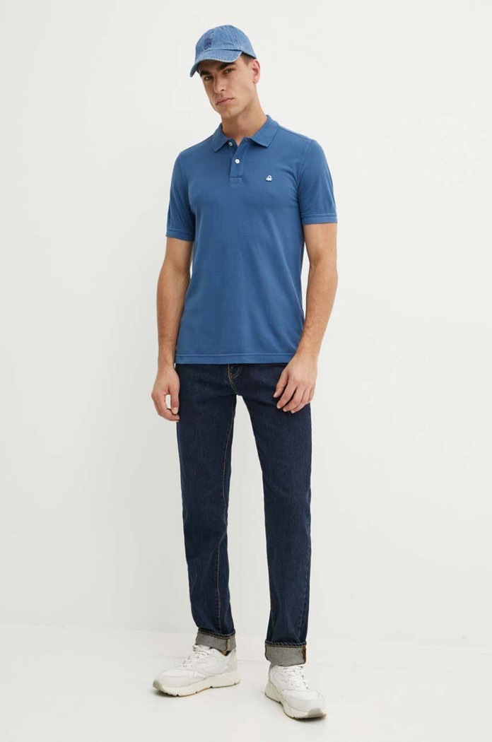 United Colors of Benetton polo bawełniane 3089J3179 niebieski AA00