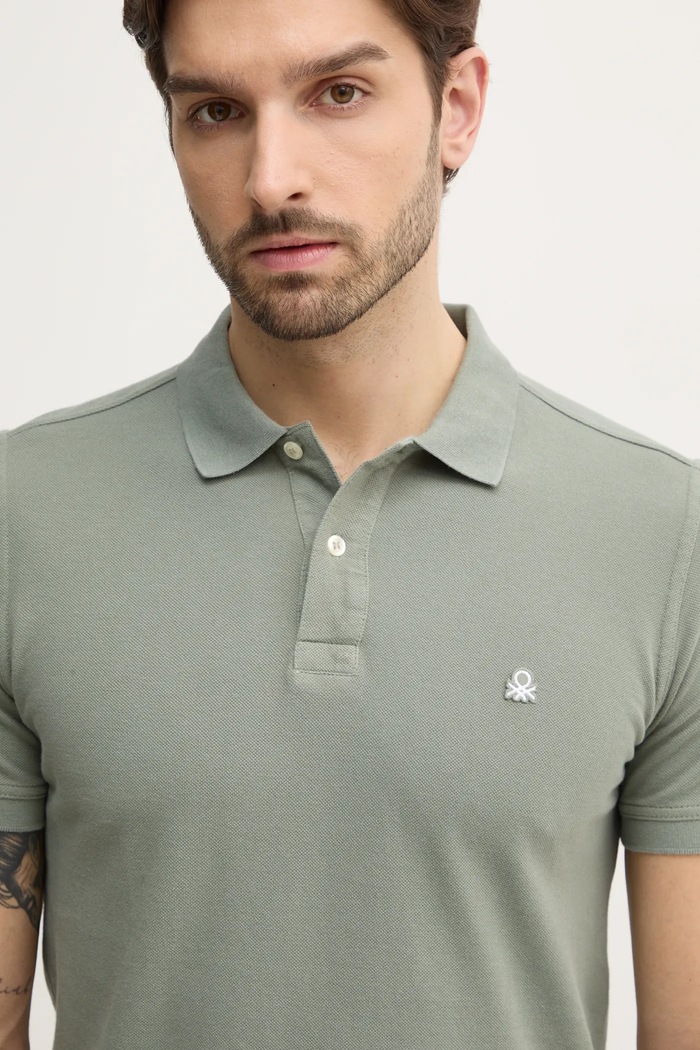 United Colors of Benetton polo bawełniane zielony 3089J3179
