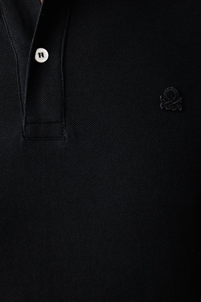 Polo męskie bawełniane United Colors of Benetton 3089J3179 czarny