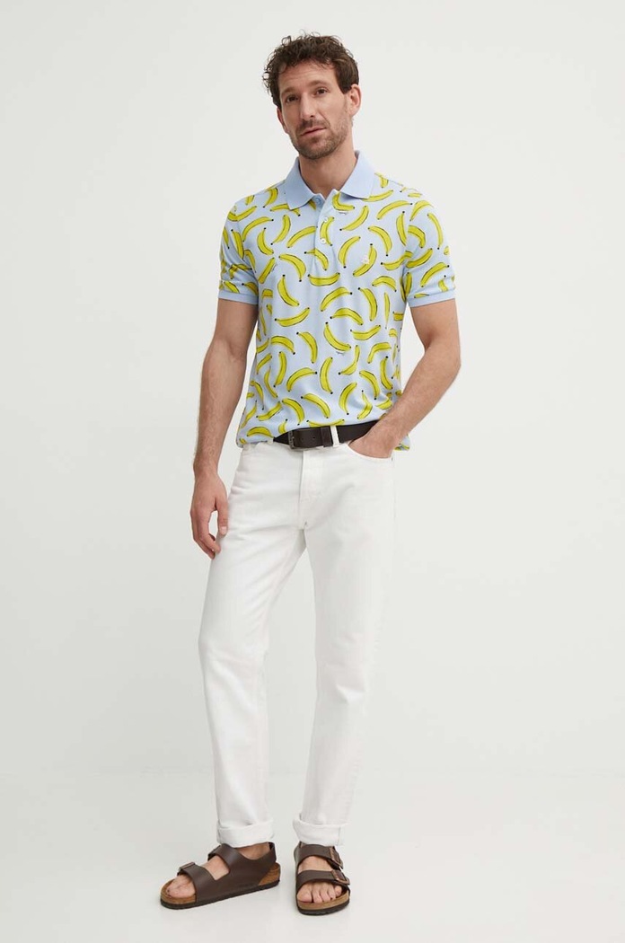 Βαμβακερό μπλουζάκι πόλο United Colors of Benetton 325RU301V μπλε SS24
