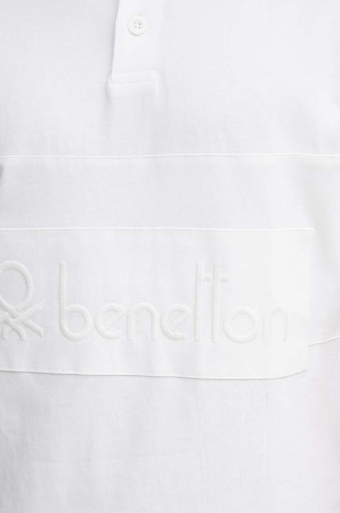 Βαμβακερό μπλουζάκι πόλο United Colors of Benetton 3MCYU301U λευκό