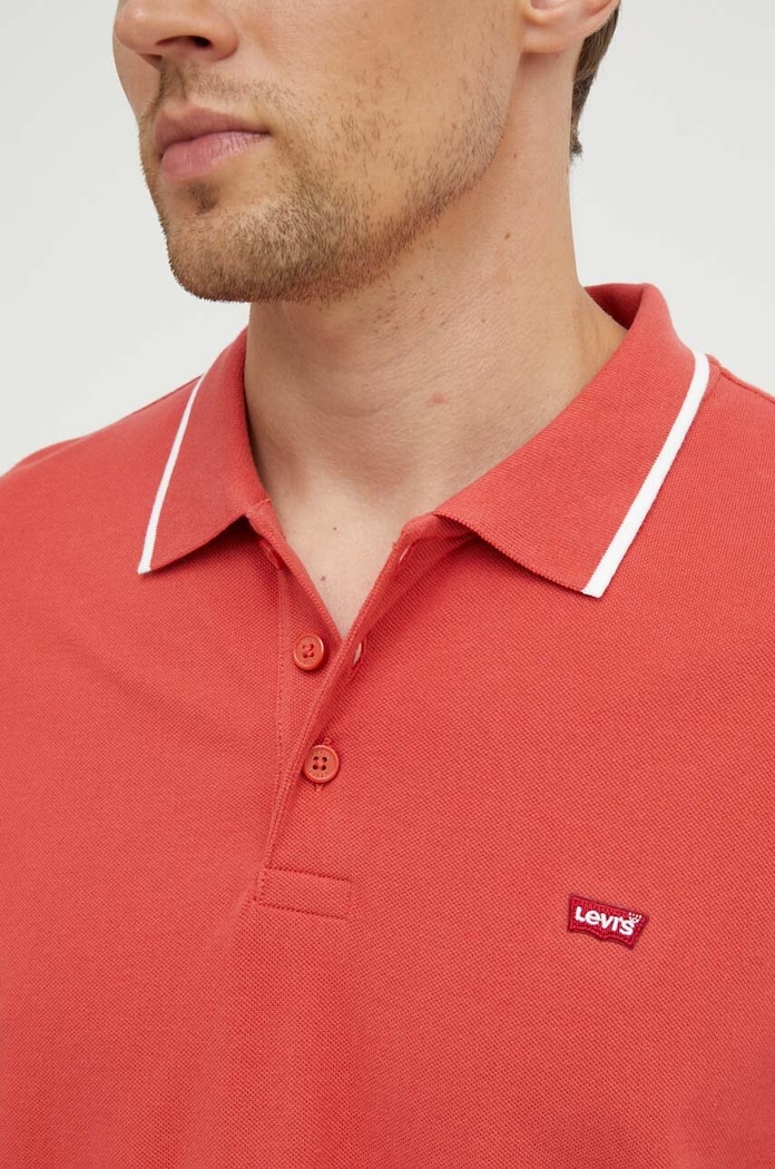 Βαμβακερό μπλουζάκι πόλο Levi's κόκκινο 35883