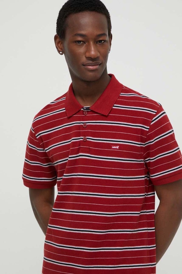Bombažen polo Levi's Brez vzorca bordo 35883