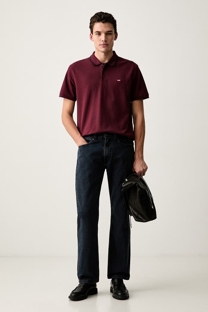 Levi's polo męskie bawełniane 35883 bordowy SS25