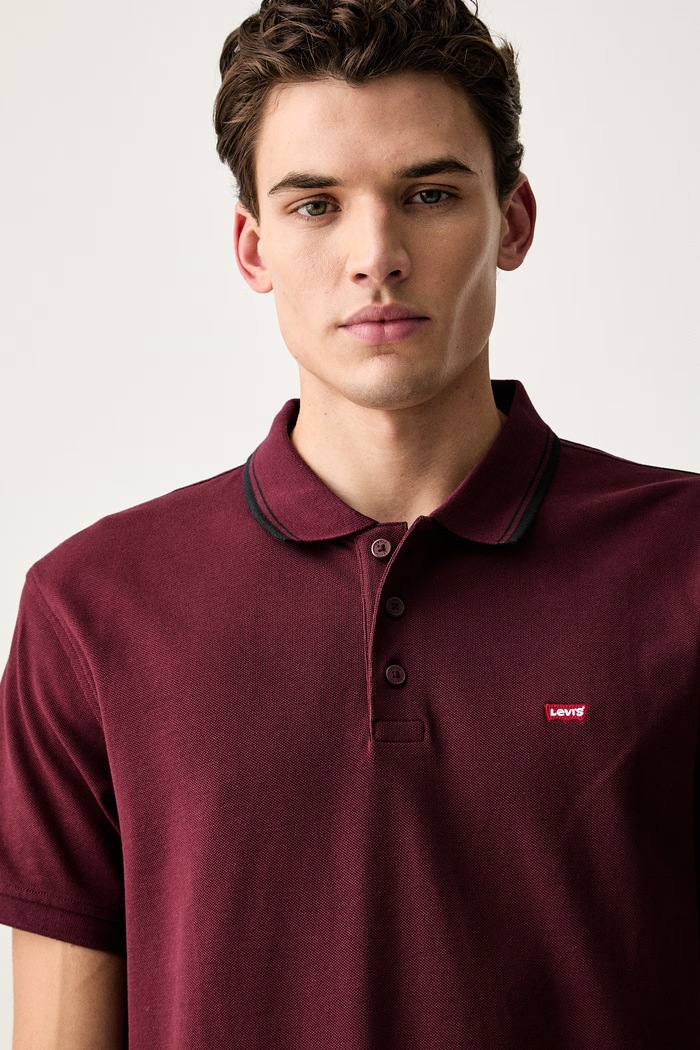 Levi's polo męskie bawełniane bordowy 35883