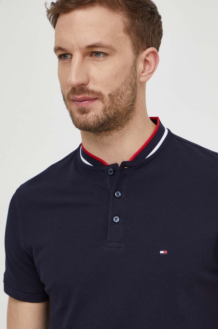 Πόλο Tommy Hilfiger με ελαστάν σκούρο μπλε MW0MW34752