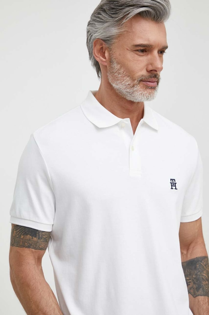Ρούχα Βαμβακερό μπλουζάκι πόλο Tommy Hilfiger MW0MW34783 λευκό