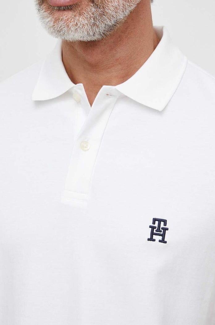 Βαμβακερό μπλουζάκι πόλο Tommy Hilfiger λευκό MW0MW34783