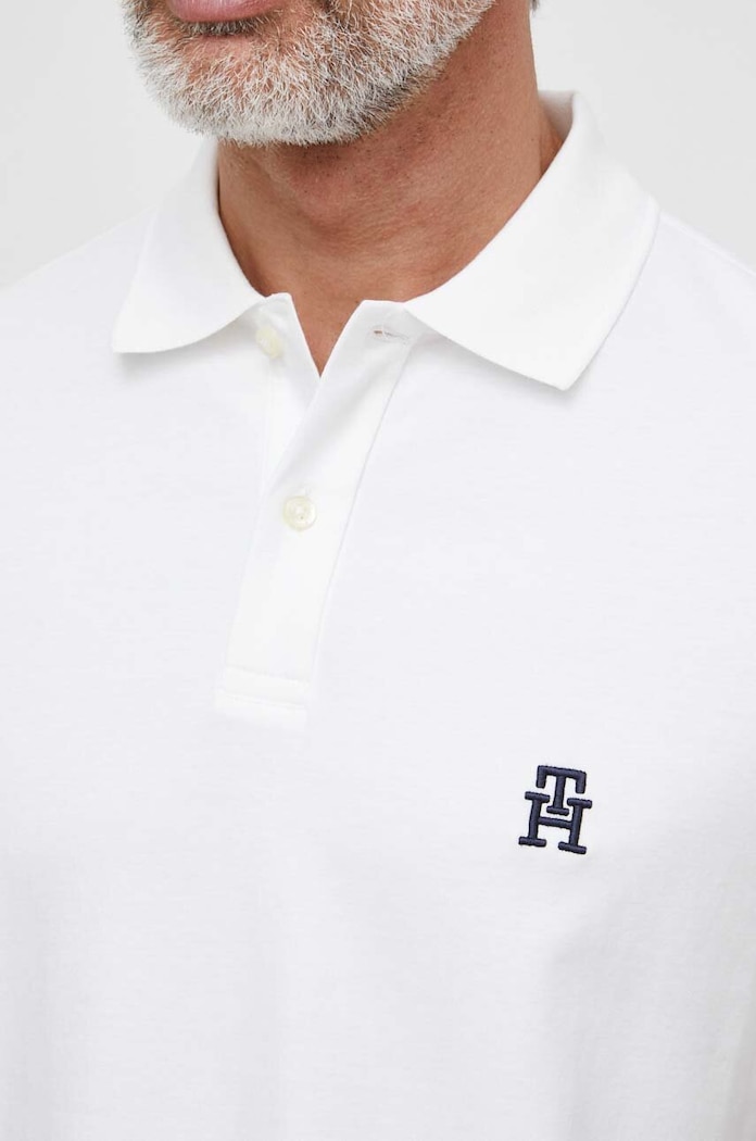 Βαμβακερό μπλουζάκι πόλο Tommy Hilfiger λευκό MW0MW34783