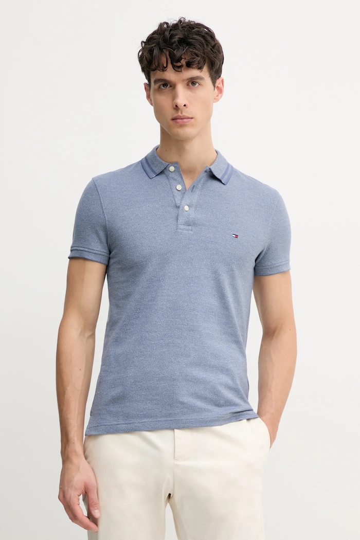 Pamučna polo majica Tommy Hilfiger plava MW0MW34755