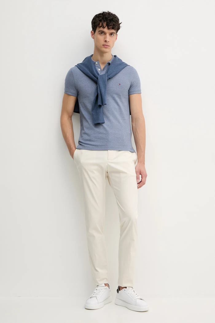 Pamučna polo majica Tommy Hilfiger MW0MW34755 plava SS25
