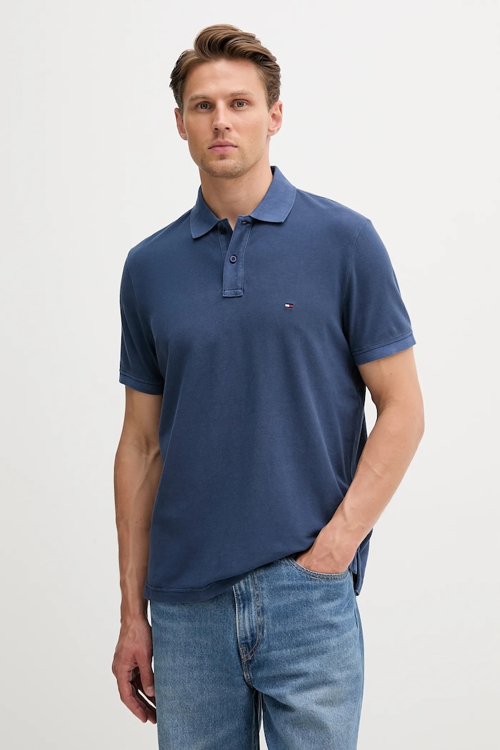 Bavlnené polo tričko Tommy Hilfiger jednofarebný tmavomodrá MW0MW34757