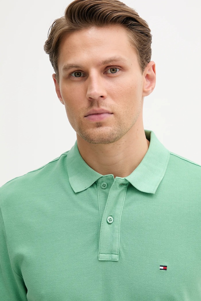 Oblečenie Bavlnené polo tričko Tommy Hilfiger MW0MW34757 zelená