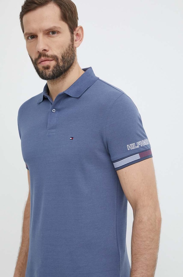 Tommy Hilfiger polo z elastanem niebieski MW0MW34780